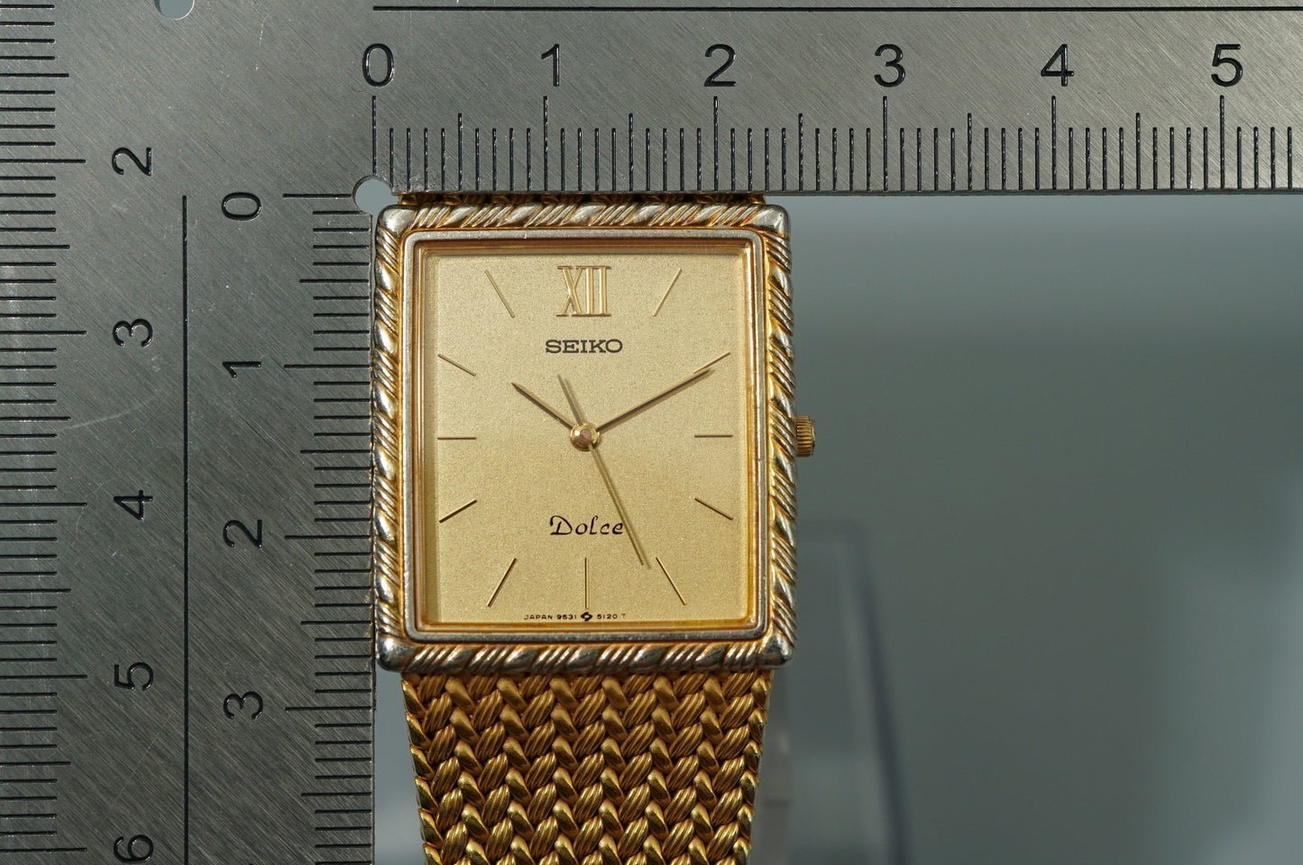 *Exc+5* Vintage 1985 SEIKO Dolce 9531-5100 Qz Gold Rectangle 25mm Women Watch