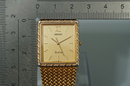 *Exc+5* Vintage 1985 SEIKO Dolce 9531-5100 Qz Gold Rectangle 25mm Women Watch