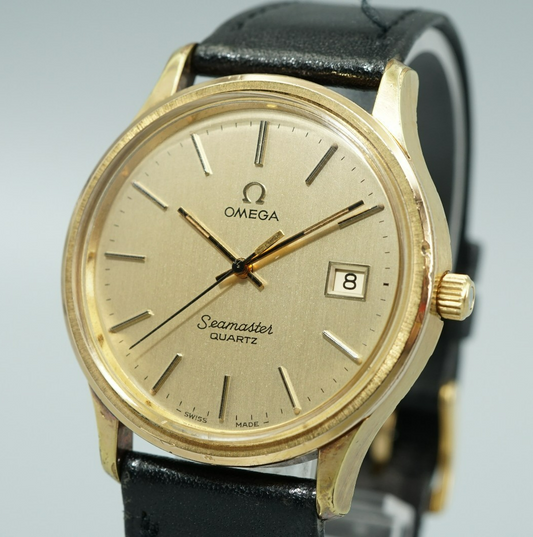 *Exc+5* Vintage 1976 OMEGA Seamaster Cal.1342 Quartz Gold Round 36mm Mens Watch