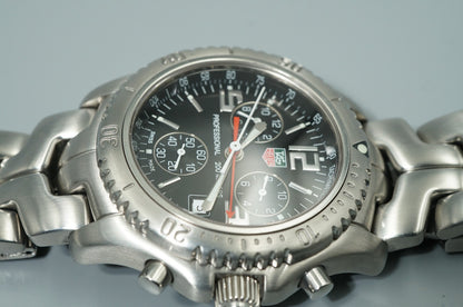 *TOP MINT* TAG HEUER Professional 2000 CT1111 Qz Black Round 41mm Mens Watch