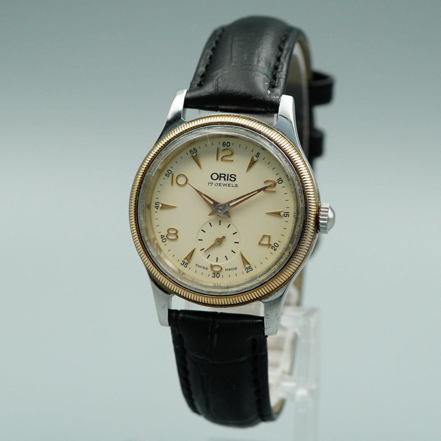 *Exc+5* Vintage 1990s ORIS Small Second 7428 Hand Wind Cream 32mm Mens Watch
