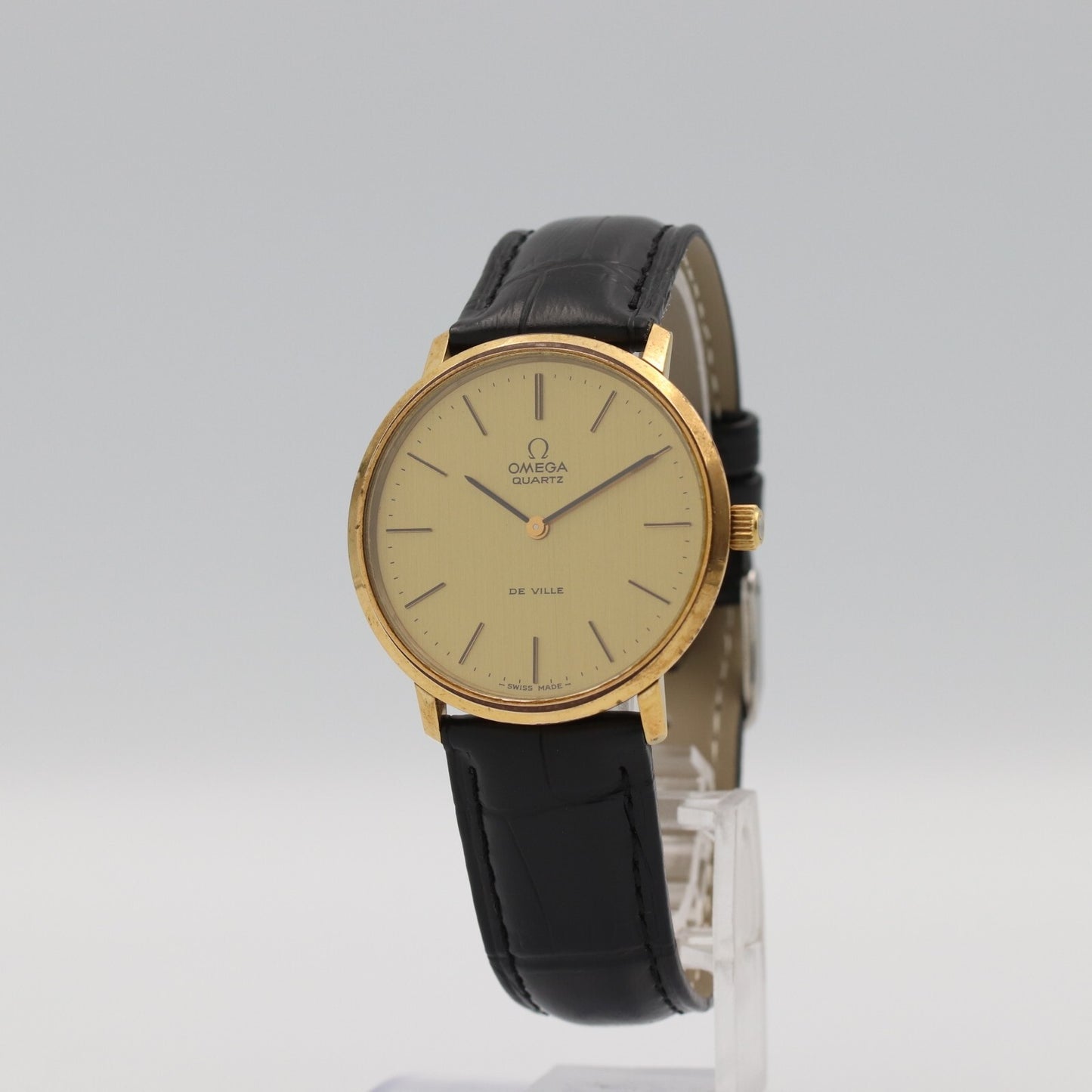*NEAR MINT* Vintage 1980 OMEGA De Ville Cal.1330 Qz Gold Round 35mm Mens Watch