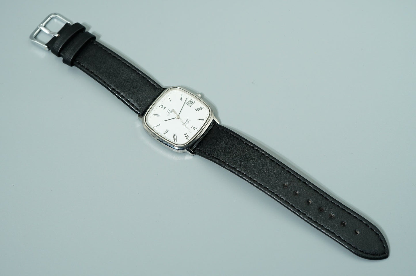 *NEAR MINT* Vintage 1974 OMEGA De Ville Cal.1332 Qz White Square 33mm Mens Watch