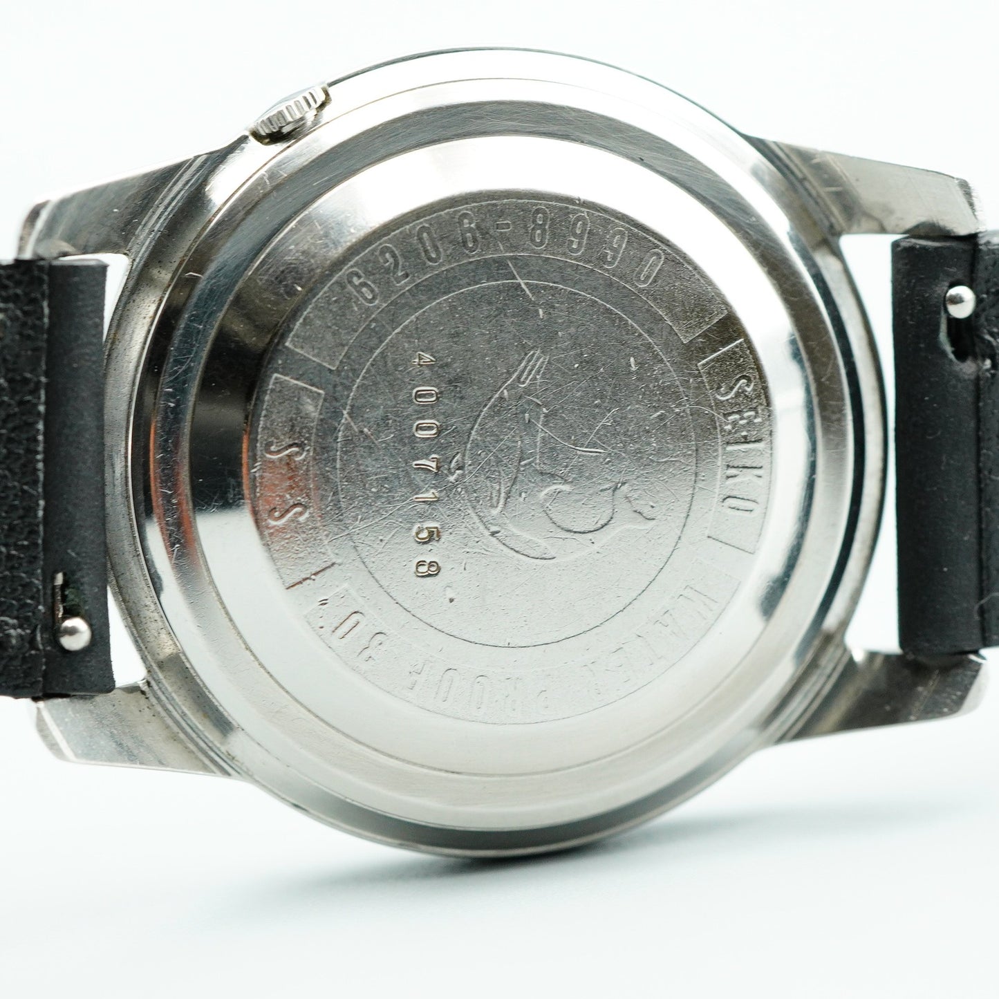 *NEAR MINT* Vintage SEIKO Weekdater 6206-8990 AT Silver Round 37mm Mens Watch