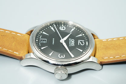 *MINT* Vintage 1980s ORIS Classic 7578 Automatic Black Round 36mm Mens Watch