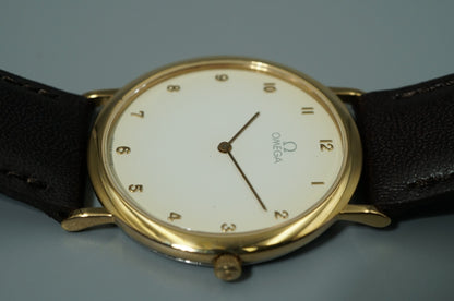 *N MINT* Vintage 1986 OMEGA De Ville Cal.1378 Quartz White Dial 32mm Mens Watch