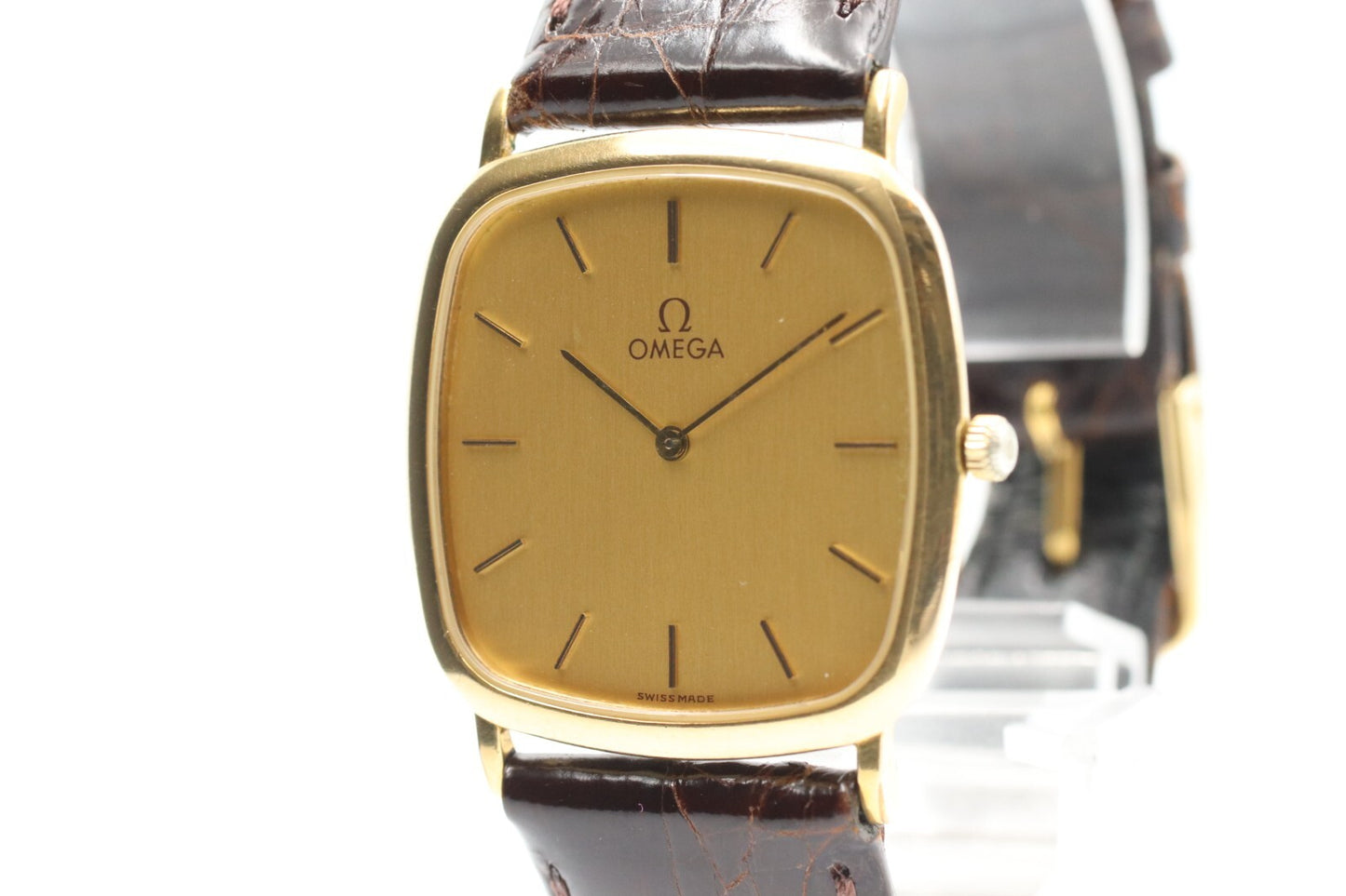 *Exc+5* Vintage OMEGA De Ville Ref.195.0077 Quartz Gold Dial Women Watch JAPAN