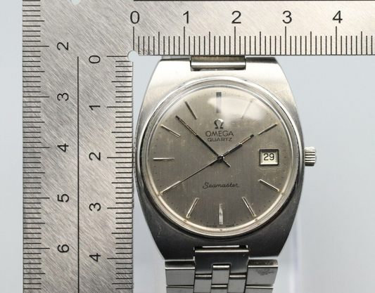 *NEAR MINT* Vintage OMEGA Seamaster Cal.1342 Quartz Silver Dial Round Mens Watch