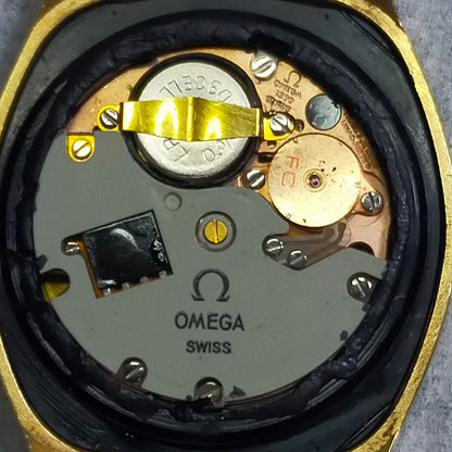 *Exc+5* Vintage OMEGA De Ville Cal.1330 Quartz Gold Dial Hexagon Mens Watch