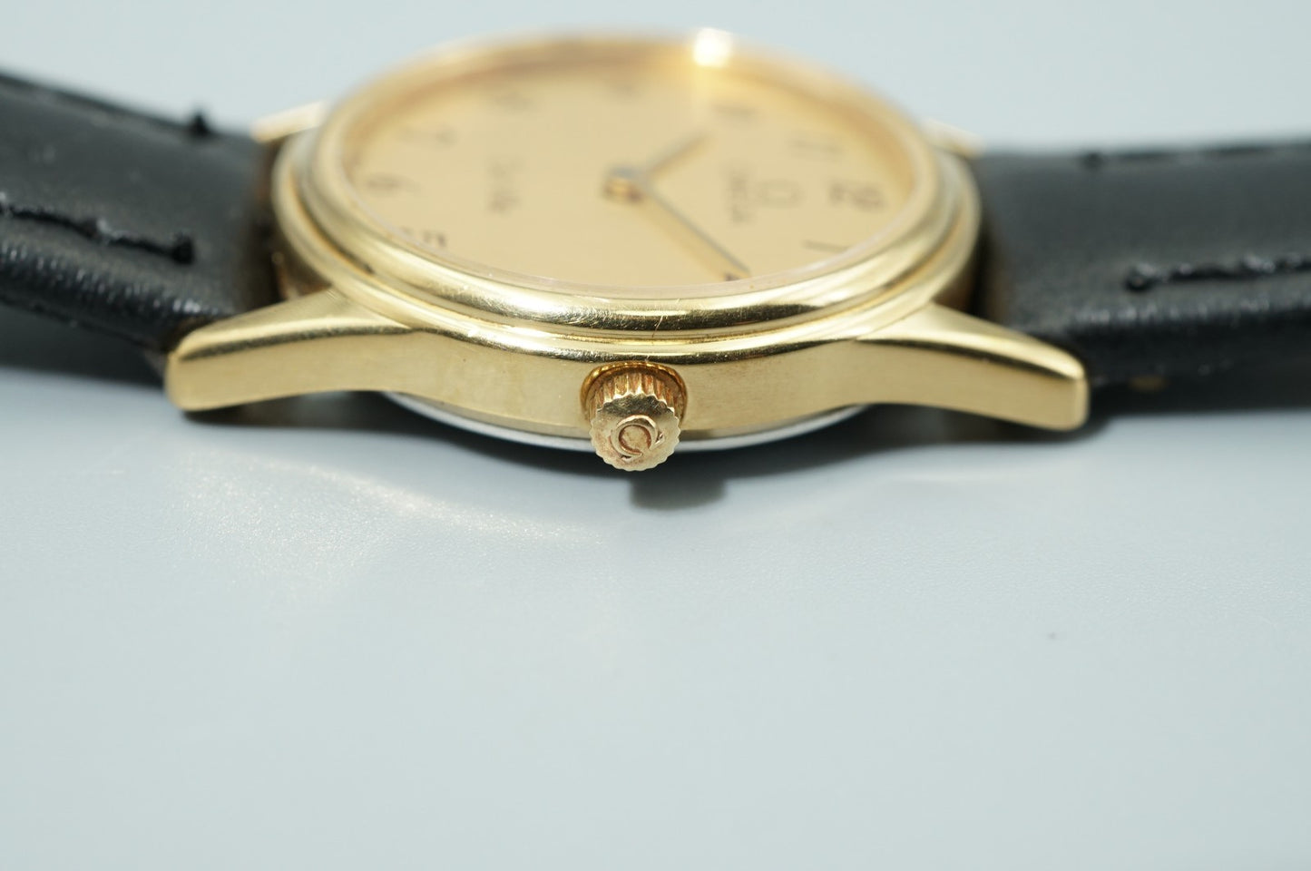 *NEAR MINT* Vintage 1986 OMEGA De Ville Cal.1455 Qz Gold Round 21mm Women Watch
