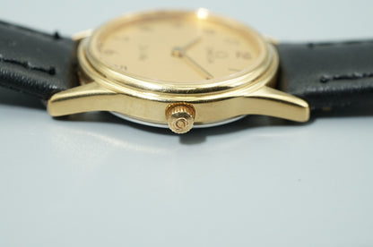 *NEAR MINT* Vintage 1986 OMEGA De Ville Cal.1455 Qz Gold Round 21mm Women Watch
