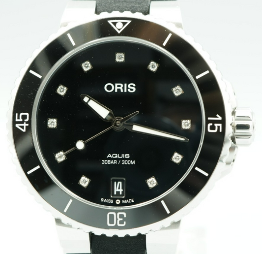 ORIS Aquis Date Diamonds 01 733 7731 4194 Automatic Black 37mm Women Watch
