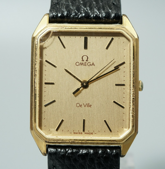 *Exc+4* Vintage 1982 OMEGA De Ville Cal.1417 Qz Gold Octagon 25mm Women Watch