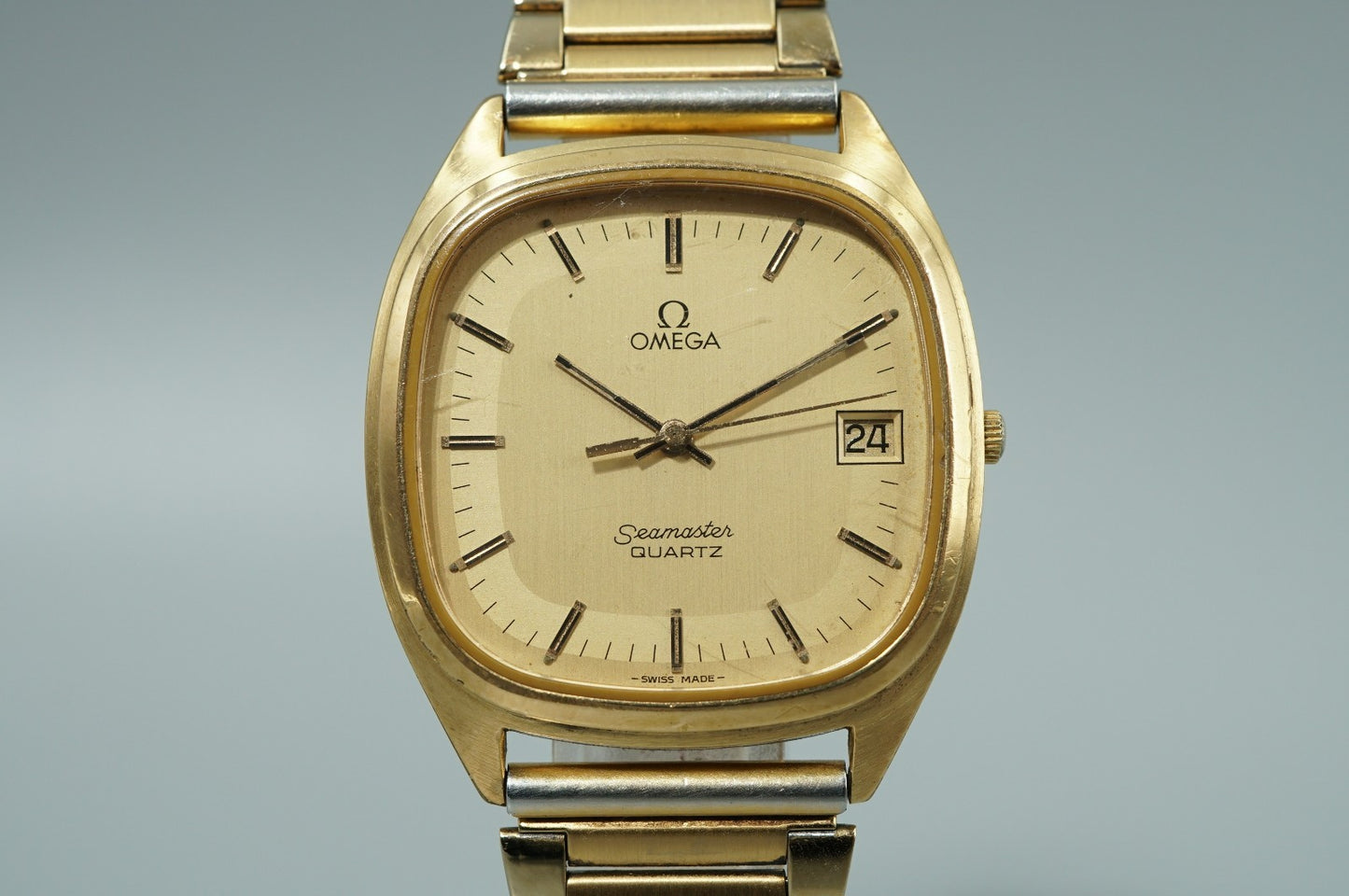 *Exc+5* Vintage 1980 OMEGA Seamaster Cal.1337 Quartz Gold Square 34mm Mens Watch