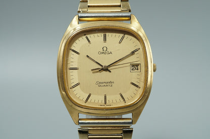 *Exc+5* Vintage 1980 OMEGA Seamaster Cal.1337 Quartz Gold Square 34mm Mens Watch