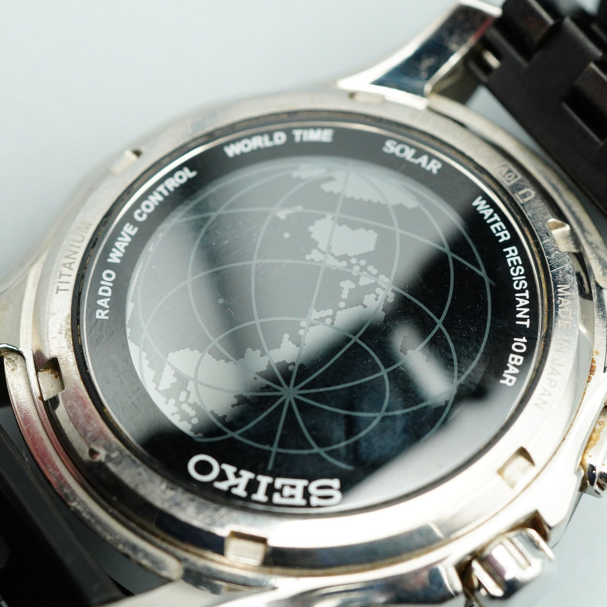 *Exc+5* New Batt SEIKO Brightz 8B53-0AA0 Solar Black Dial Round 40mm Mens Watch