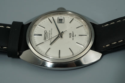 N MINT Vintage 1970s SEIKO KS HI-BEAT 4502-8010 Hand Wind White 38mm Mens Watch