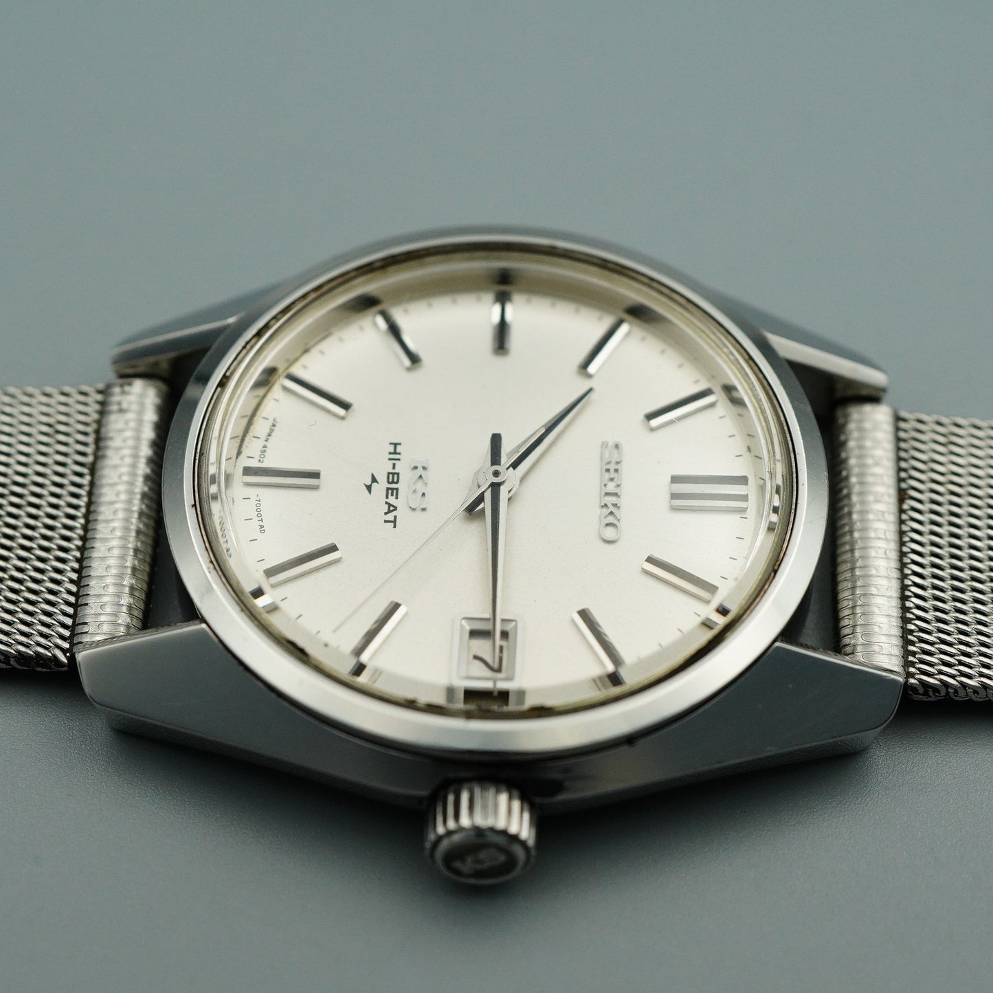 *N MINT* Serviced Vintage SEIKO KS HI-BEAT 4502-7000 AT Silver 36mm Mens Watch