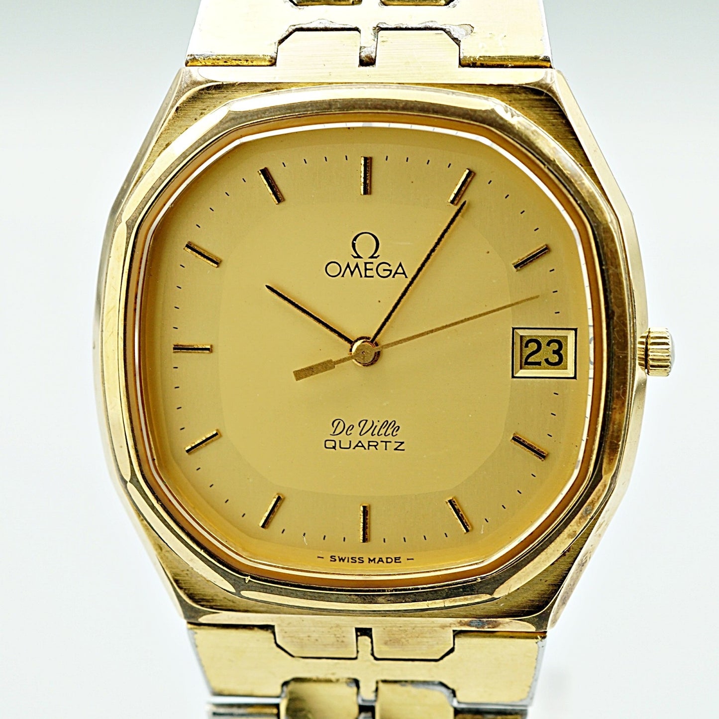 *Exc+4* Vintage 1977 OMEGA De Ville Cal.1332 Qz Gold Octagon 34mm Mens Watch
