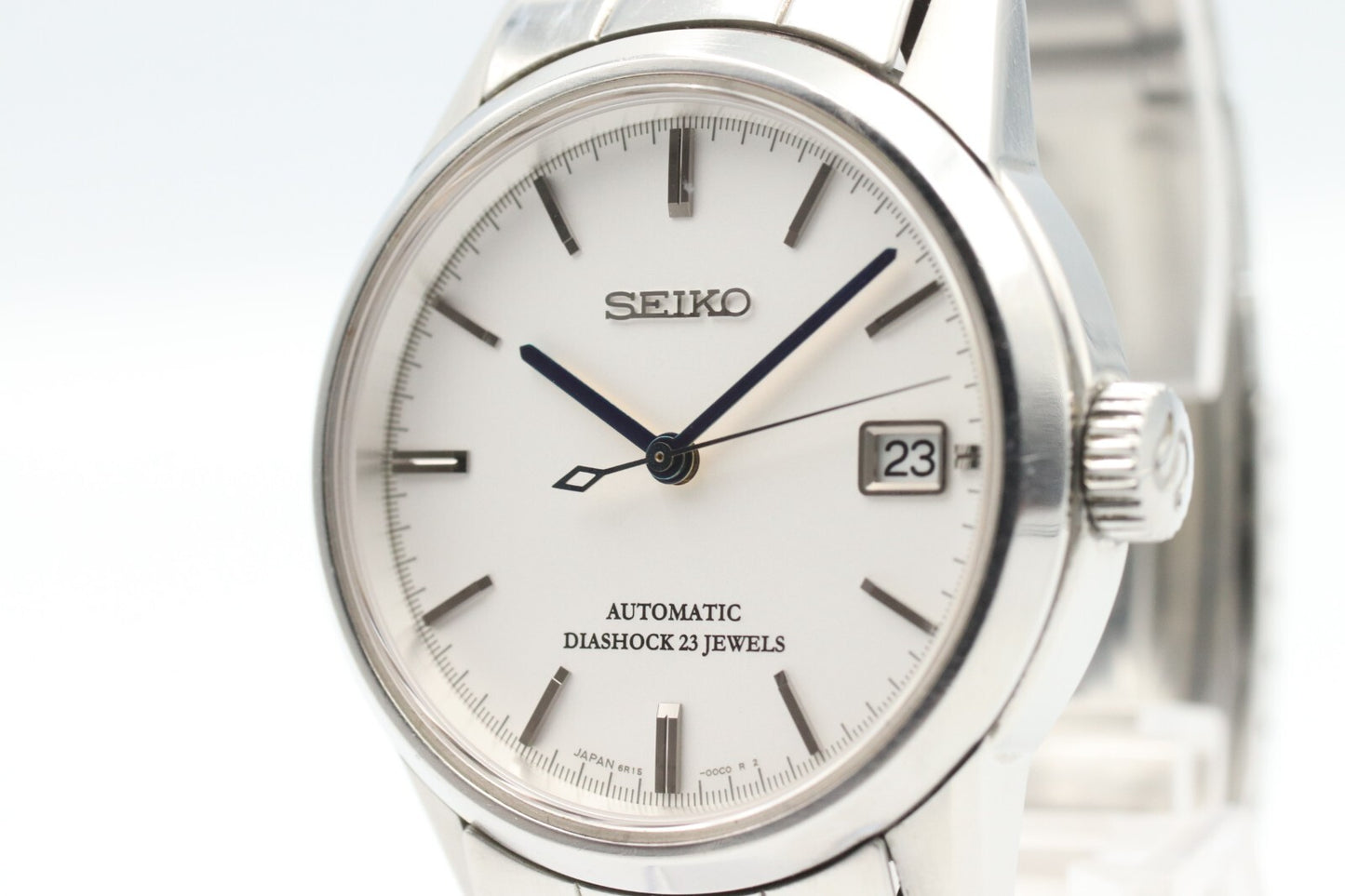 *NEAR MINT* SEIKO Diashock 6R15-00B0 Automatic White Dial Day Mens Watch JAPAN