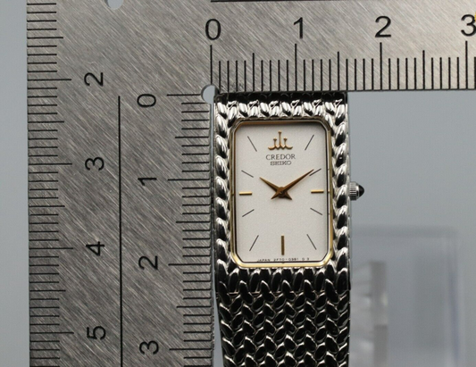 **N MINT* Vintage SEIKO Credor 2F70-5341 Quartz White Dial Rectangle Women Watch