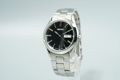 *Exc+5* Vintage1997 SEIKO 7N43-9080 Quartz Black Dial Round 37mm Mens Watch