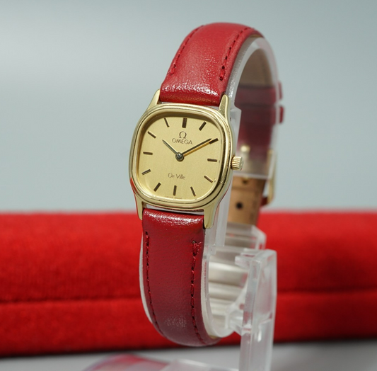 *N MINT* Vintage 1990s OMEGA De Ville Cal.1455 Quartz Gold 20mm Women Watch