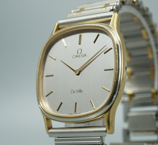 *Exc+5* Vintage 1977 OMEGA De Ville Cal.1365 Qz Silver Square 31mm Mens Watch