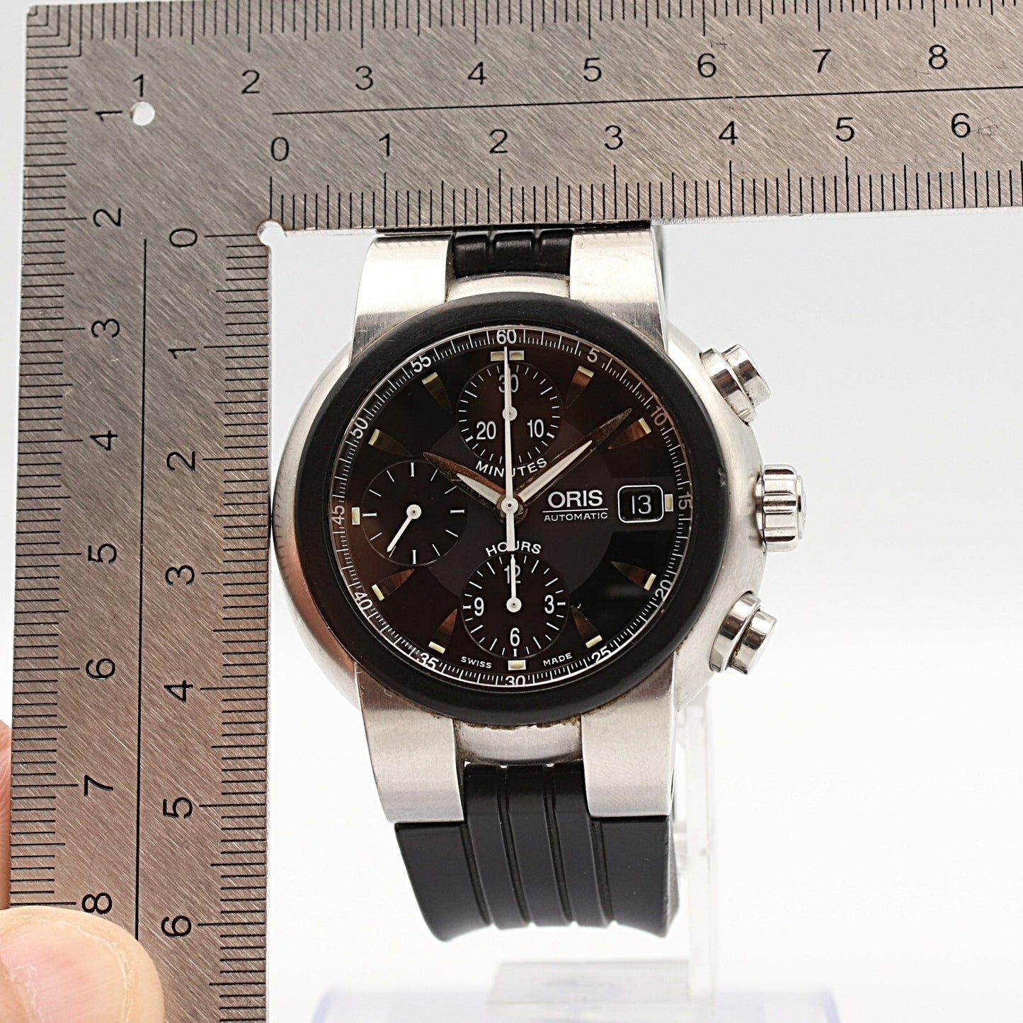 N MINT Vintage 1990s ORIS  7521-44 Automatic Black Dial  42mm 15.5cm Mens Watch