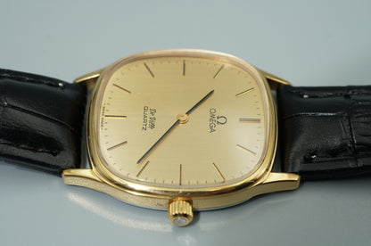 *MINT* Vintage 1977 OMEGA De Ville Cal.1330 Qz Gold Dial Square 31mm Mens Watch
