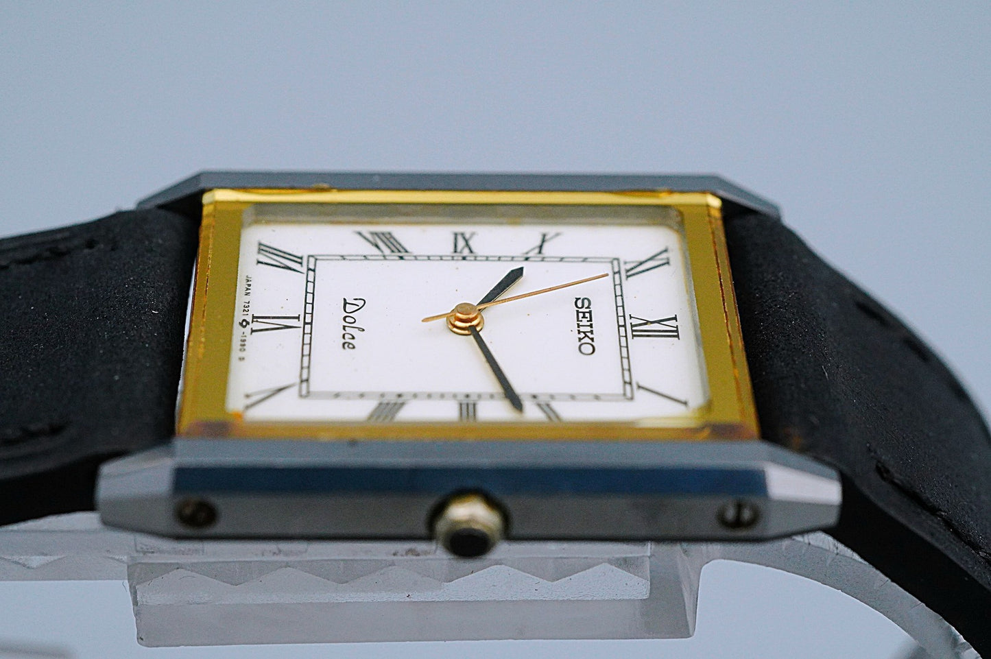 *NEAR MINT* Vintage SEIKO DOLCE 7321-6170 Quartz White Rectangle 24mm Mens Watch