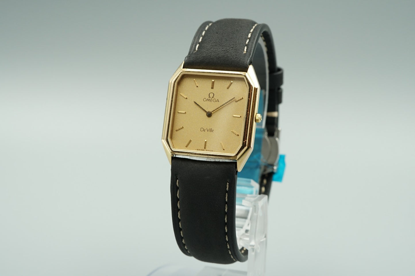*NEAR MINT* Vintage 1986 OMEGA De Ville Cal.1377 Qz Gold Square 28mm Mens Watch