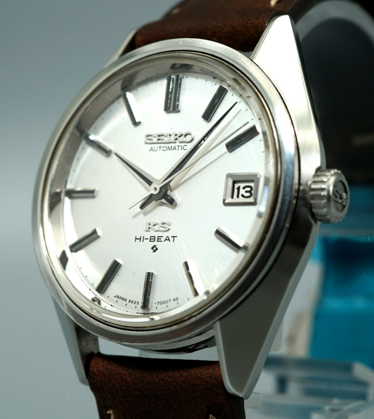 MINT Vintage 1970s SEIKO KS HI-BEAT 5625-7110 Auto Silver Round 36mm Mens Watch