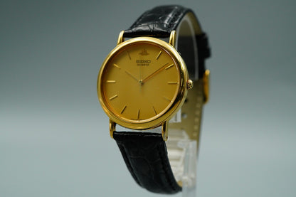 *NEAR MINT* Vintage SEIKO Credor 7N01-8A10 Quartz Gold Round 34 mm Mens Watch