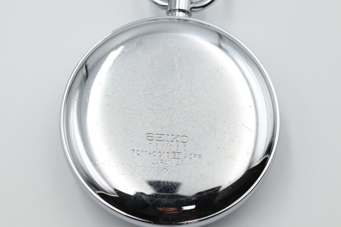 *Exc+5* Vintage SEIKO 7C11-0010 Quartz White Dial Round 50mm Mens Watch JAPAN
