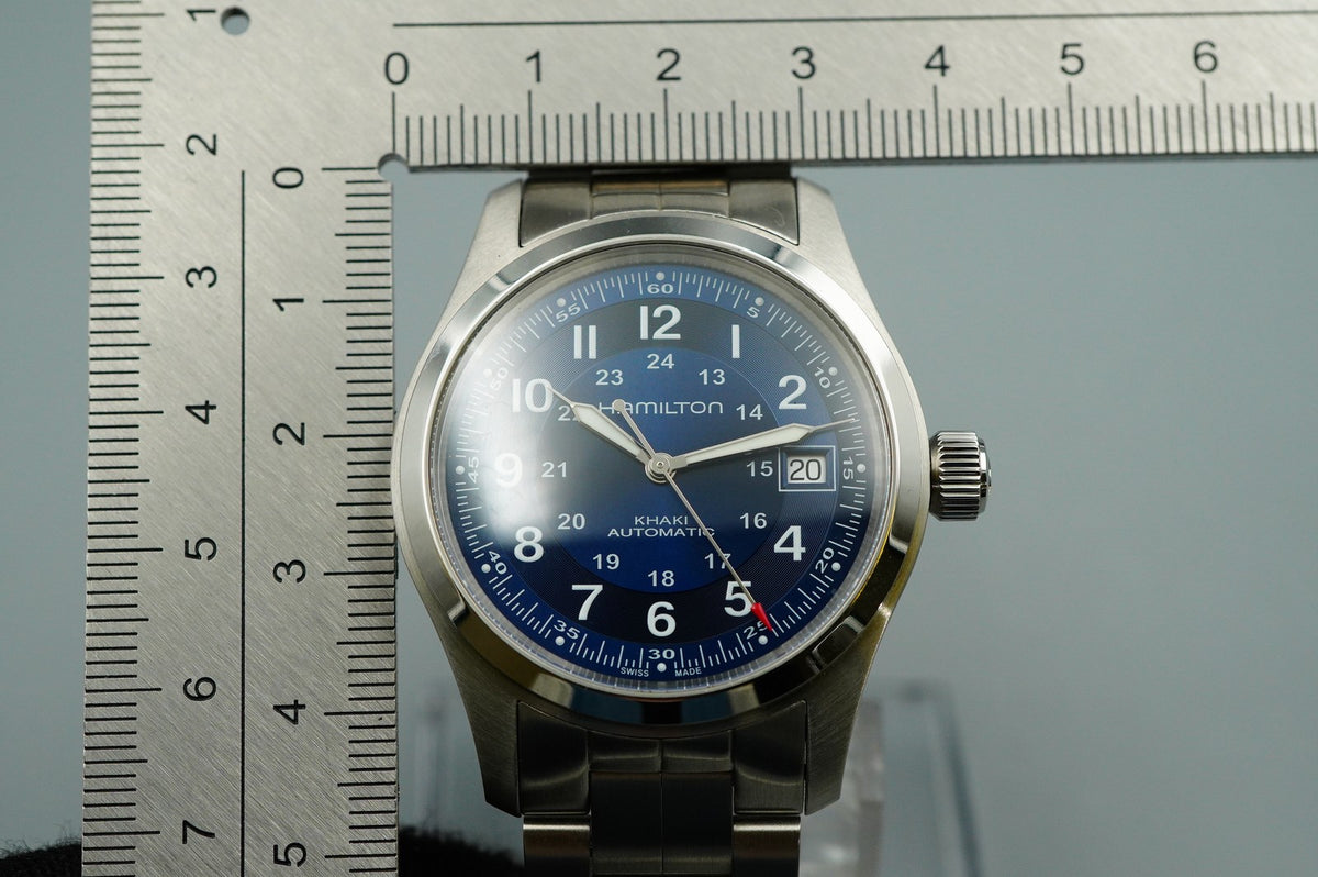 *TOP MINT* HAMILTON KHAKI H704551 Automatic Blue Dial Round 38mm Mens Watch