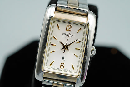 *Exc+5* Vintage 1995 SEIKO LUKIA 4N21-5260 Qz White Rectangle 19mm Women Watch