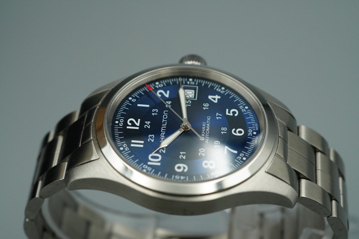 *TOP MINT* HAMILTON KHAKI H704551 Automatic Blue Dial Round 38mm Mens Watch