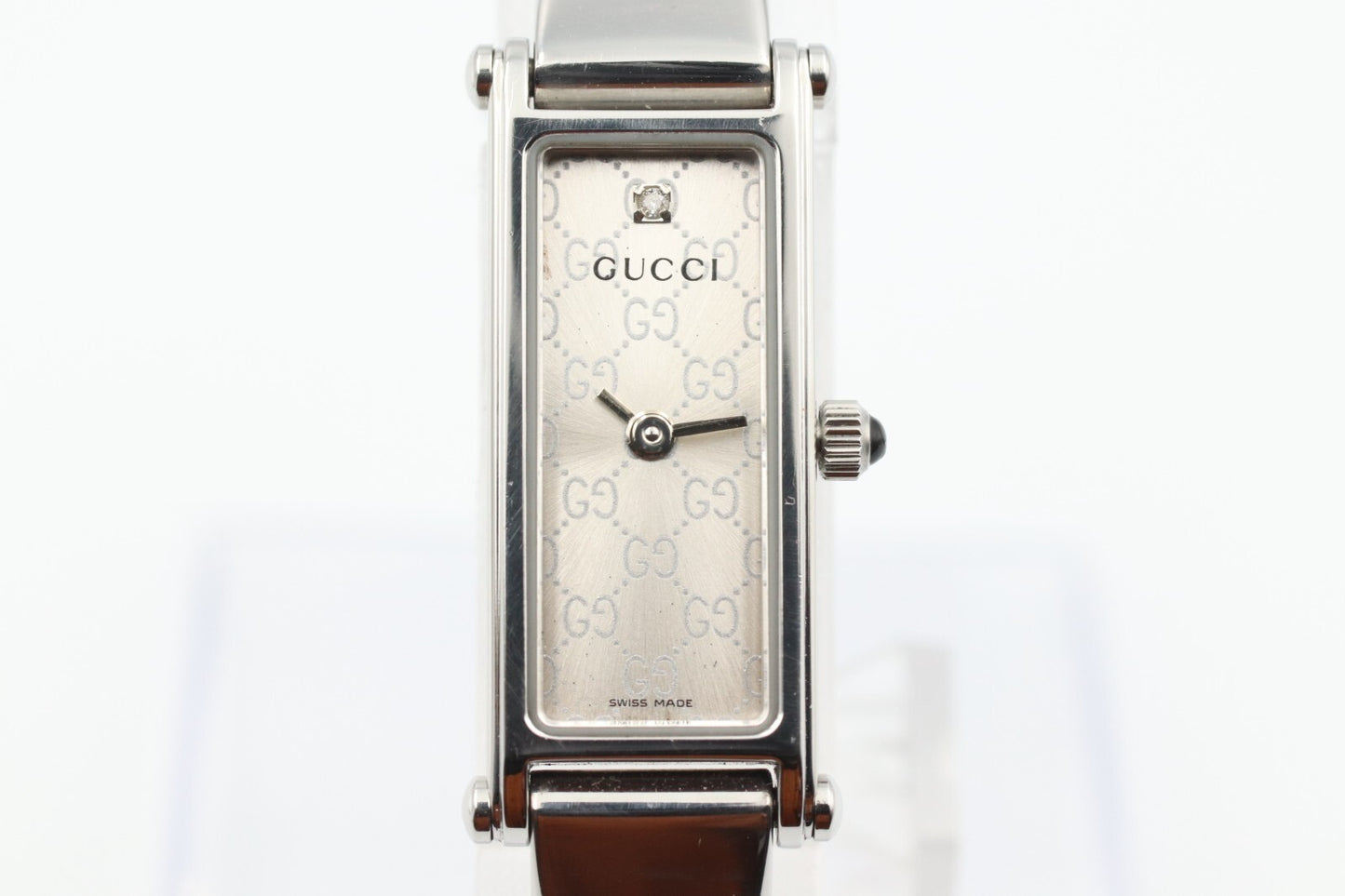 *NEAR MINT* Vintage GUCCI 1500L Quartz Silver Dial Rectangle Women Watch