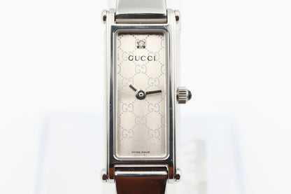 *NEAR MINT* Vintage GUCCI 1500L Quartz Silver Dial Rectangle Women Watch