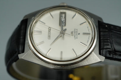 Exc+5 Vintage SEIKO LORD MATIC 5606-7000 Automatic Silver Round 36mm Mens Watch
