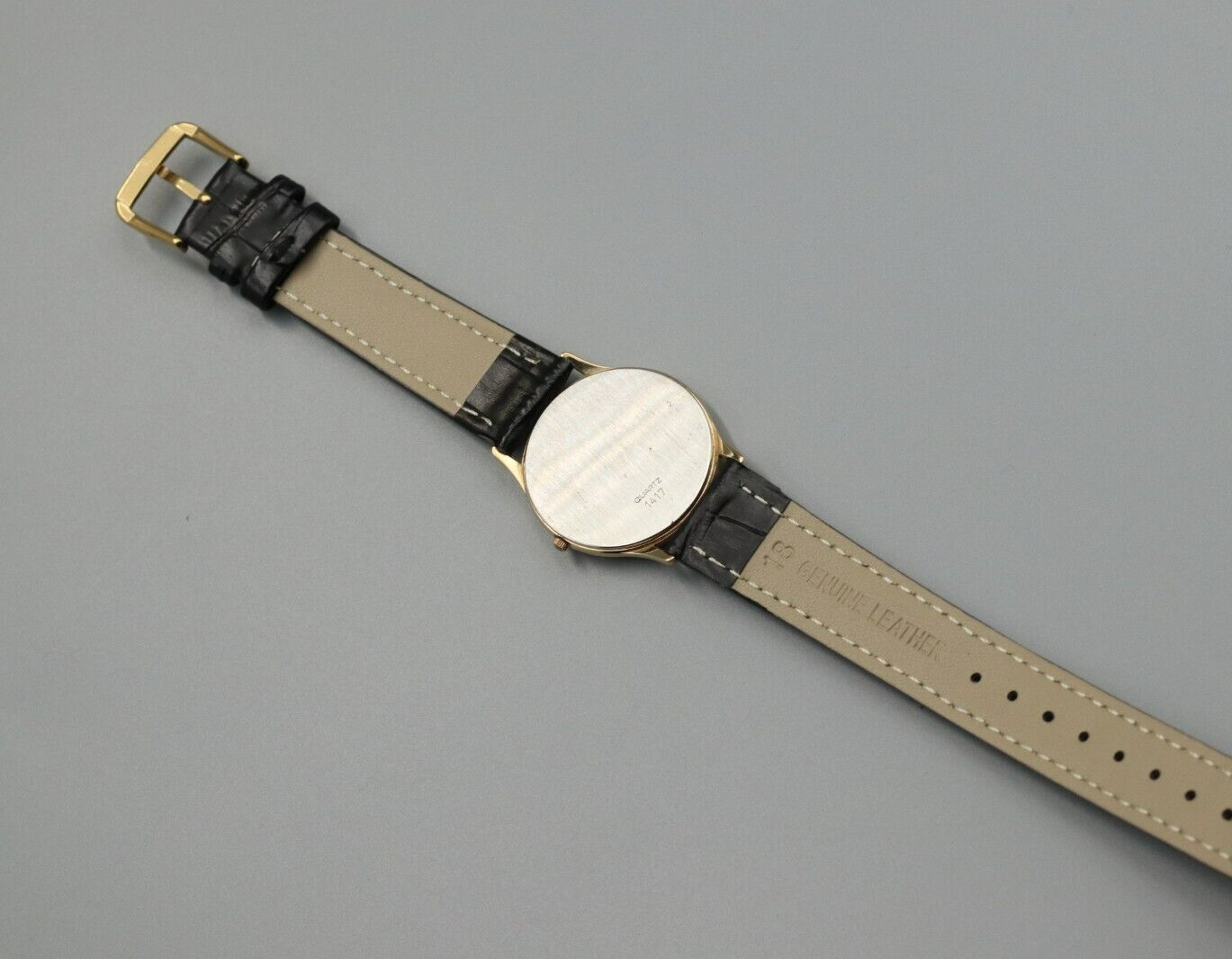 *NEAR MINT* Vintage OMEGA De Ville Cal.1417 Quartz Black Dial Mens Round Watch