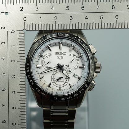 *MINT in Box* SEIKO ASTRON 8X53-0AB0-2 Solar White Dial Round 45mm Mens Watch