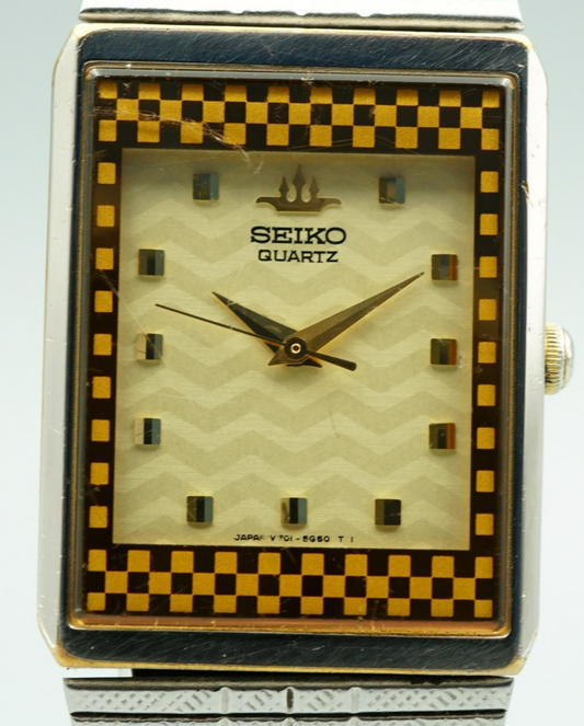 *Exc+5*  SEIKO GALAXY  V701-5H7A Qz Cream Dial Square 23mm Women,Ladies Watch