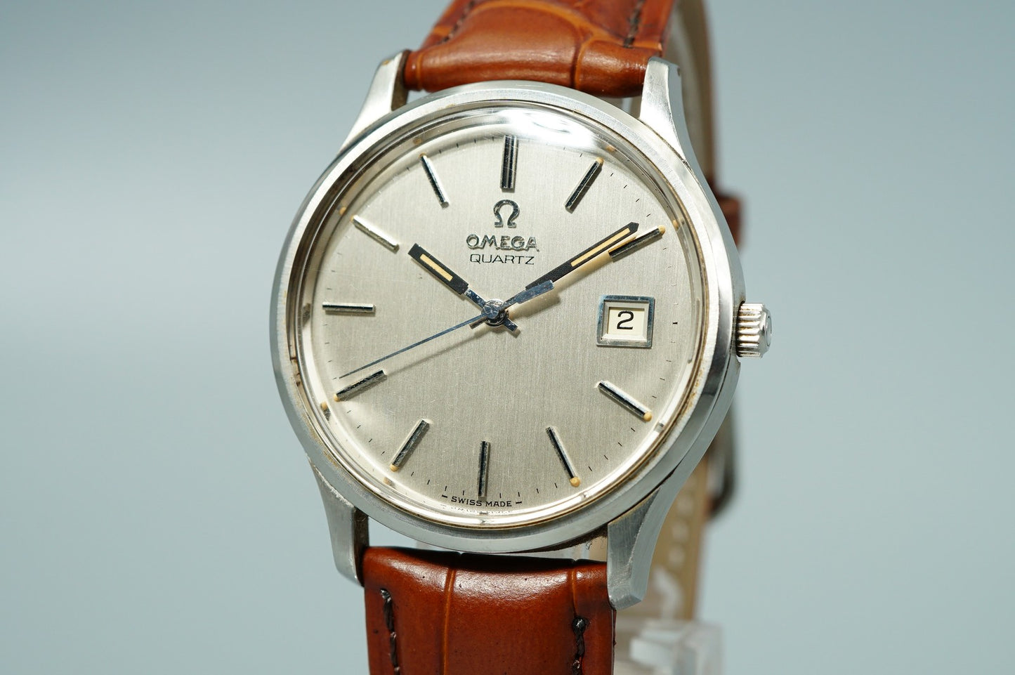 *N MINT* Vintage 1970s OMEGA Seamaster Cal.1342 Qz Silver 35mm Mens Watch