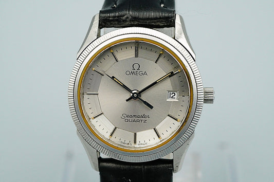 RARE *N MINT* Vintage OMEGA Seamaster pie pan Dial Cal.1380 Qz 25mm Women Watch