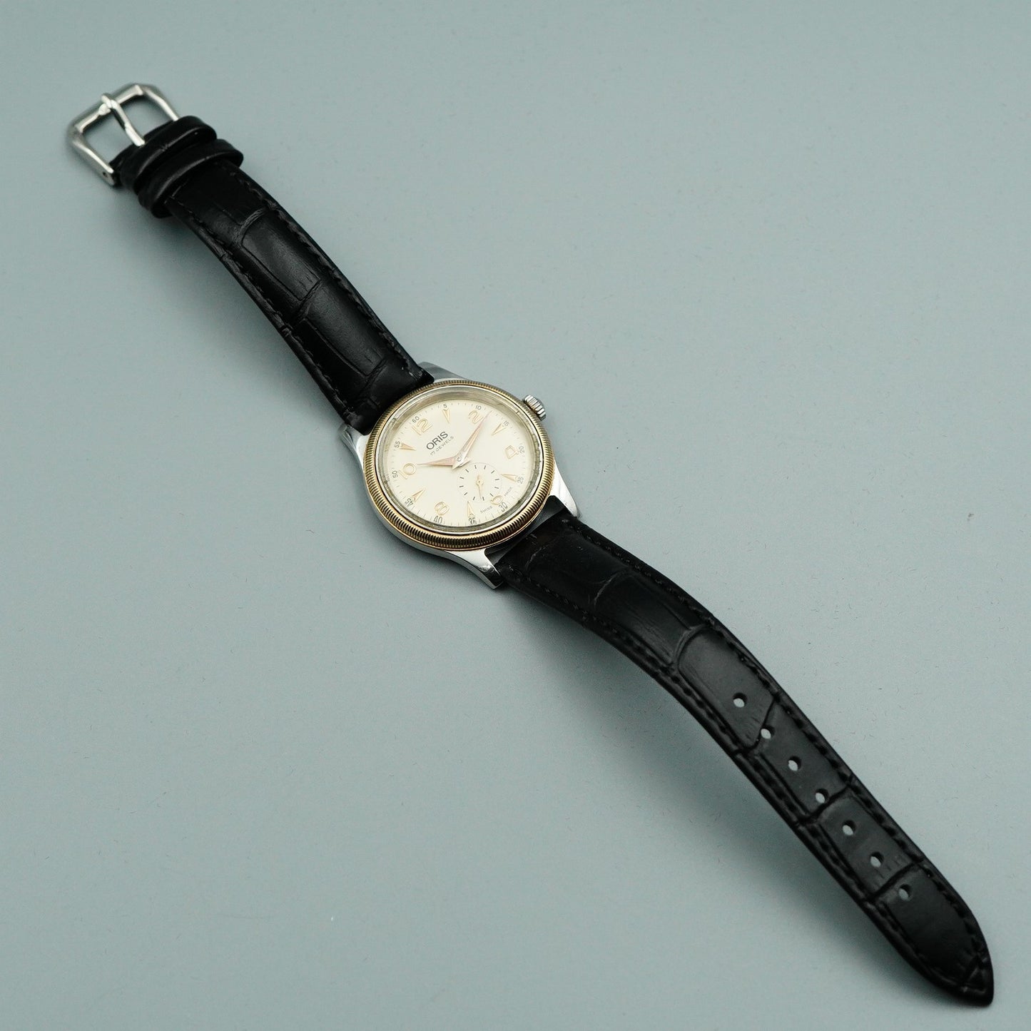 *Exc+5* Vintage 1990s ORIS Small Second 7428 Hand Wind Cream 32mm Mens Watch