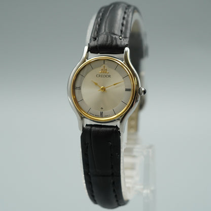 *MINT* Vintage SEIKO CREDOR 8420-0150 Quartz Silver Dial Round 23 mm Women Watch