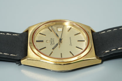 *Exc+5* Vintage 1979 OMEGA Seamaster Ref.1342 Qz Gold Dial Round 35mm Mens Watch