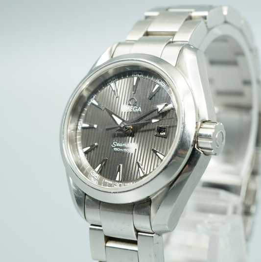 Vintage 1980s OMEGA Seamaster Aqua Terra Cal.1424 Quartz Gray 30mm Women Watch
